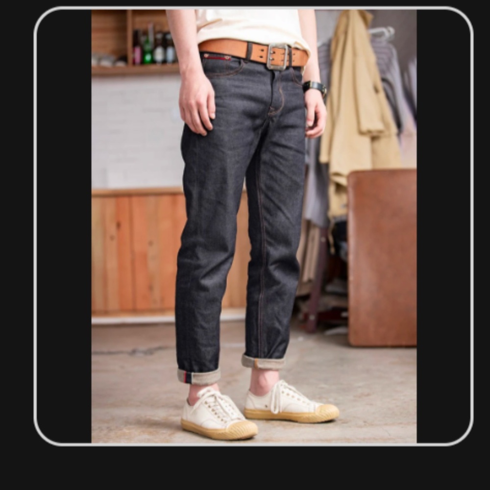 MadePants Men’s American Retro Style Raw Denim Jeans - indigo